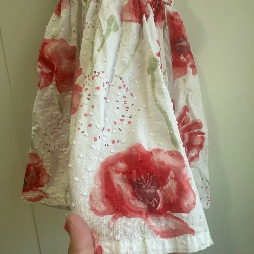Penelope Mack White Dress with Pink-Red Floral Print